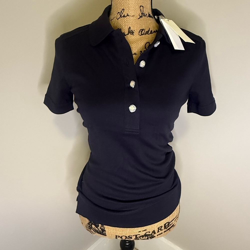 Tory Burch Classic navy golf shirt - Picture 2 of 11